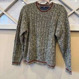 Vintage Polo Sport Ralph Lauren Gray Sweater‎ Cable Knit Fisherman Men's Size S